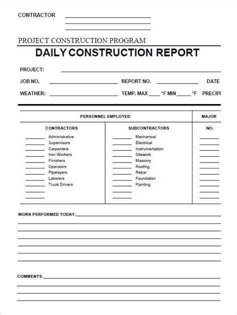 construction field report template